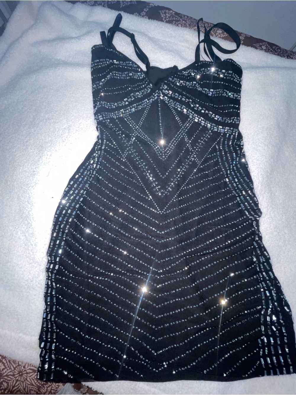 Black Beaded Bodycon Dress - Brand